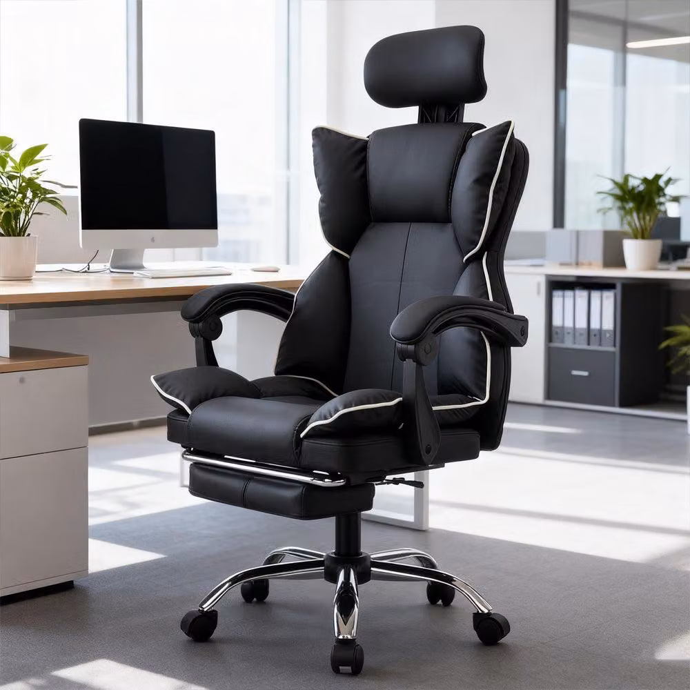Sedia da gaming - Sedia da ufficio - Sedia per computer - Poltrona girevole - Sedia da ufficio con poggiapiedi - Design ergonomico