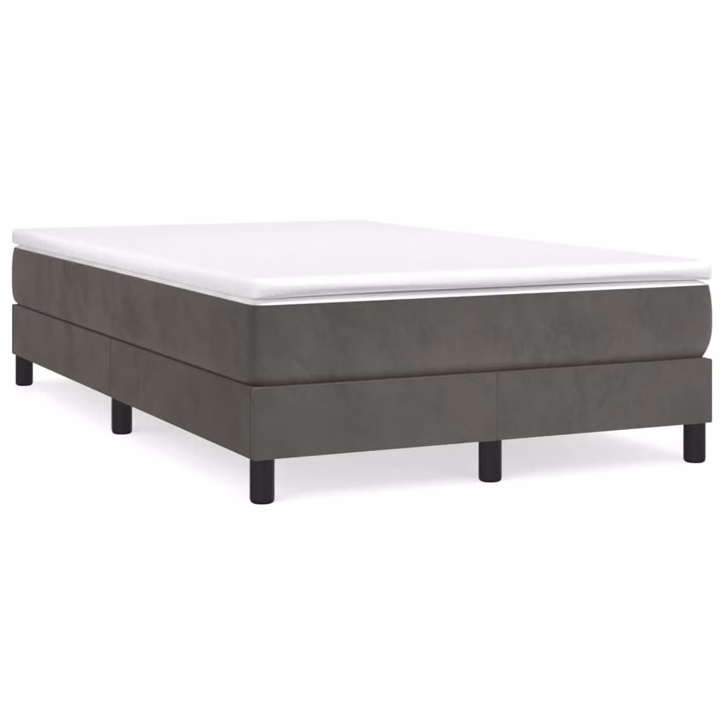 vidaXL Letto Ibrido con Giroletto a Molle e Materasso in Velluto Grigio e Bianco L/P/H: 120 x 200 cm – 1