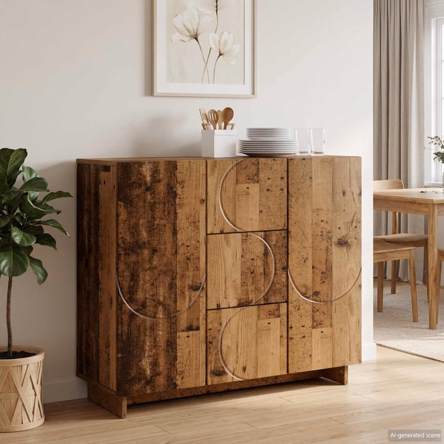 Credenza moderna vidaXL in legno ingegnerizzato marrone L: 85,5 cm, P: 31 cm, H: 75 cm