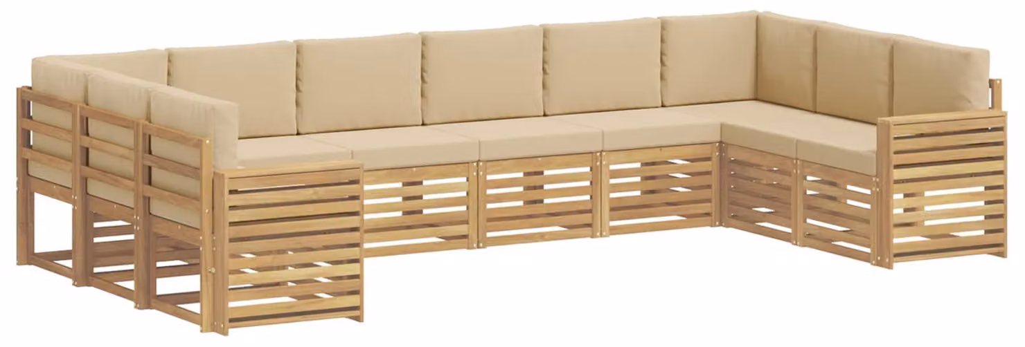 Set di divani da esterno, 10 pezzi, color beige