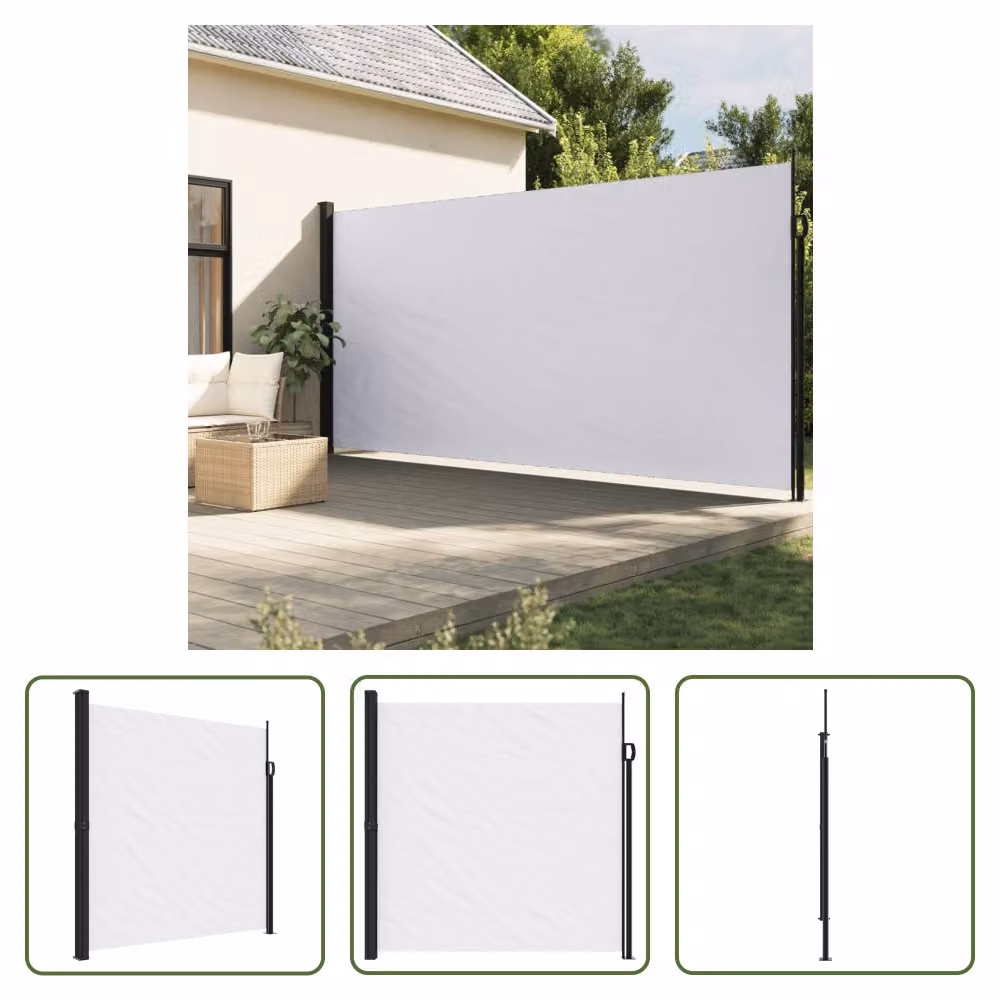 The Living Store Tenda laterale estensibile bianca 200x300 cm