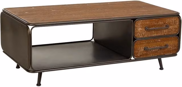 Tavolino in legno nero e metallo 120x64x46h