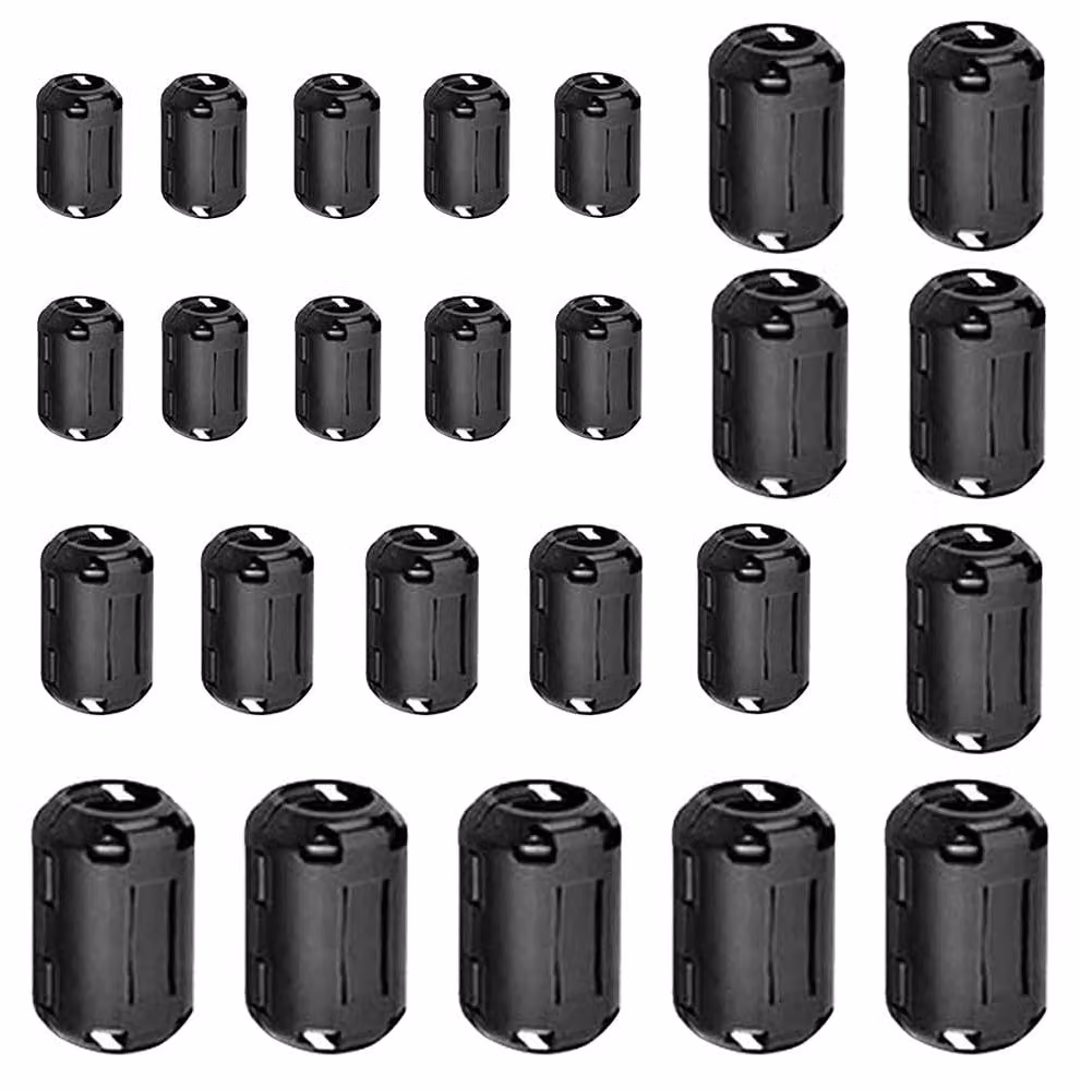 Anelli ferromagnetici con clip, confezione da 25 pezzi, dimensioni da 3,5 a 13 mm, filtri anti-rumore