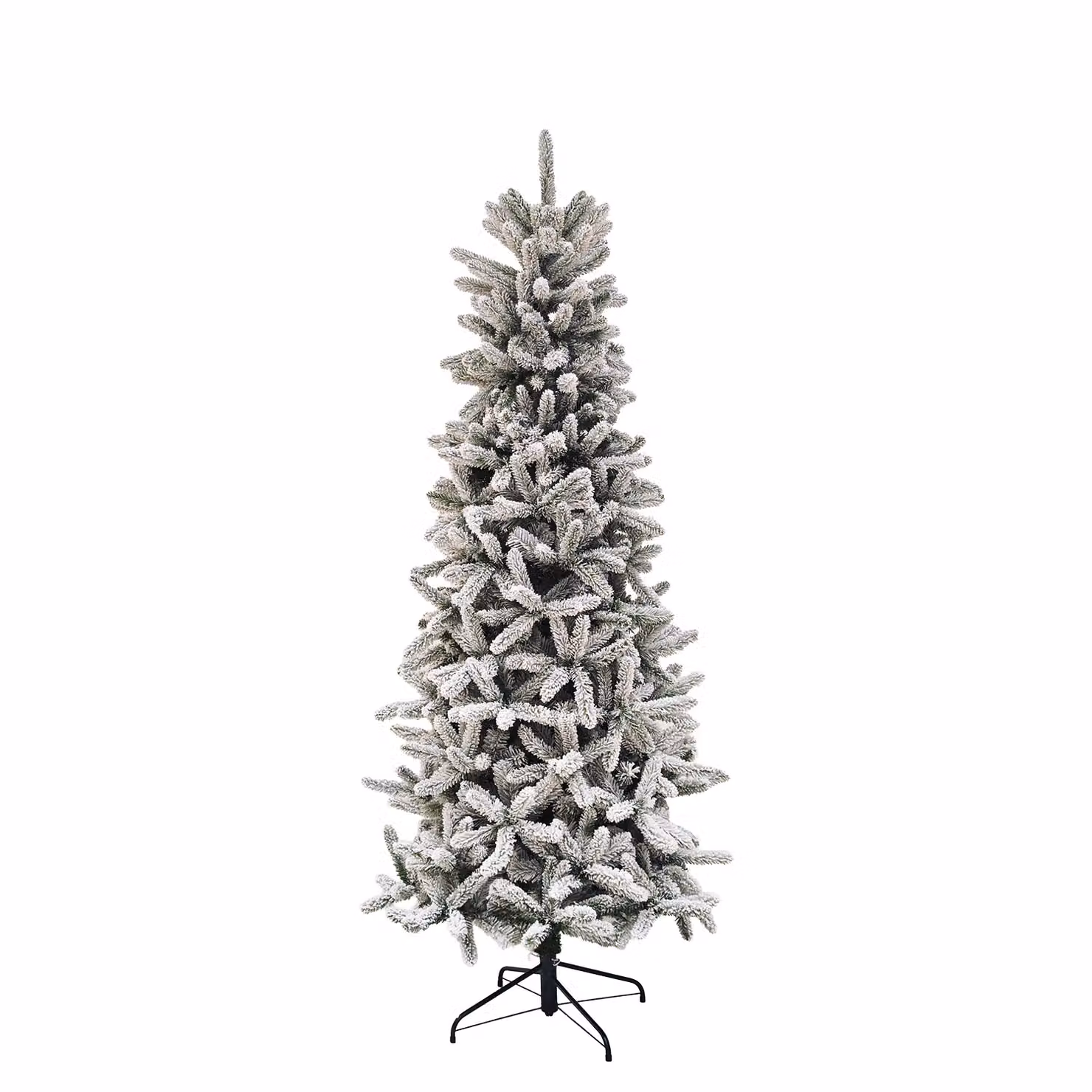 Albero di Natale Artificiale Slim con Picco Innevato VESTIAMO CASA, Colore Bianco e Verde, H 210 cm, Diametro alla base: 99 cm – 1