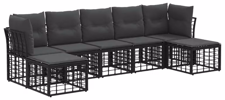 Set di divani da esterno Nero Poliestere