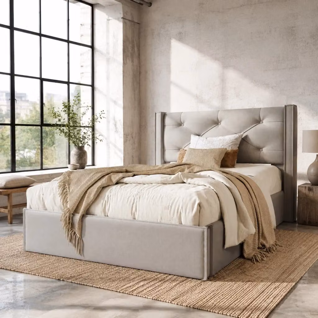 Letto Contenitore REDOM Imbottito Grigio con Base Lift Up L/P/H: 90 x 200 x 101 cm – 2