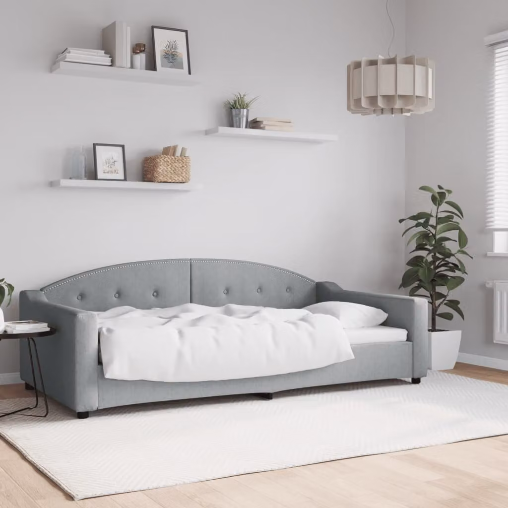 Letto da giorno vidaXL in tessuto grigio moderno L/P/H: 200 x 100 x 75 cm