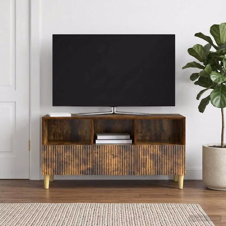 Mobile TV vidaXL in legno ingegnerizzato Rovere Fumo, L 102 x P 34,5 x H 50 cm