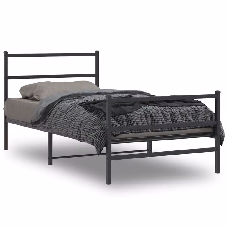 vidaXL Giroletto in metallo nero con testiera e pediera L: 112 cm, P: 207 cm, H: 90 cm