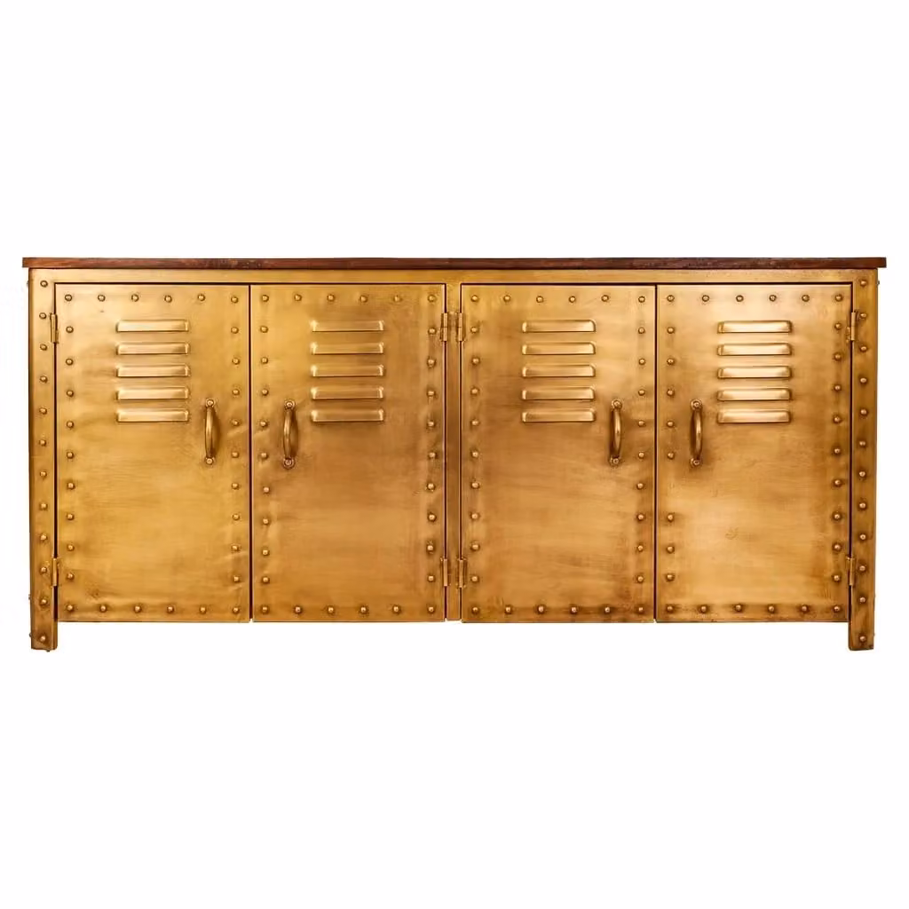 Credenza Wanderlust Deco in metallo e legno di mango marrone e oro L: 152 cm, P: 35 cm, H: 71 cm – 2