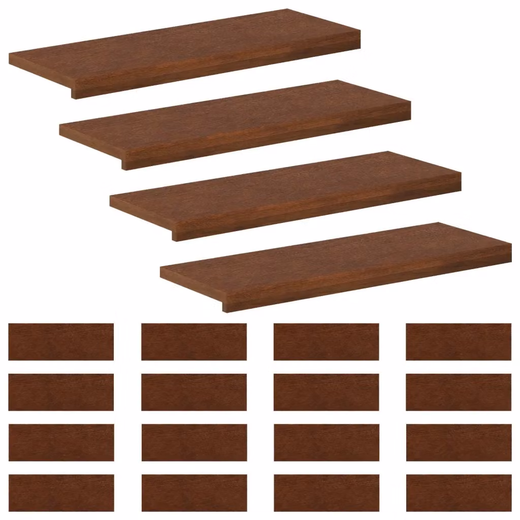 Set di 20 gradini per scale vidaXL in legno effetto quercia, colore marrone scuro, L: 80 cm, P: 25 cm, H: 2 cm – 2