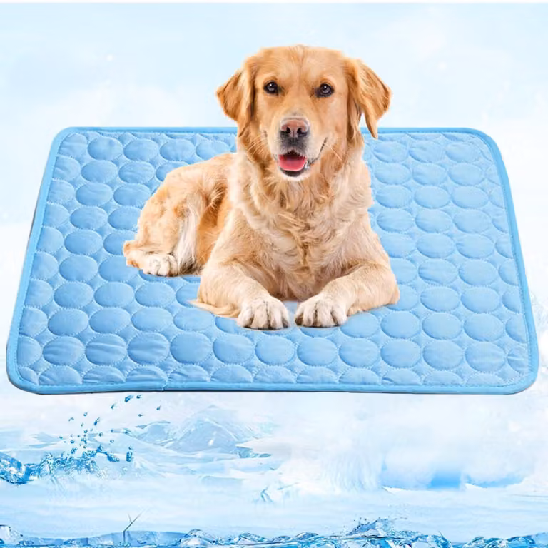 Tappetino refrigerante per animali domestici, cuscino refrigerante in seta, 60x45 cm, colore blu
