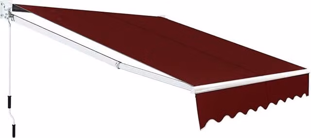 Tenda da sole avvolgibile da esterno COSTWAY con bracci estensibili in alluminio e tessuto in poliestere impermeabile, colore rosso, L 245 cm x P 200 cm