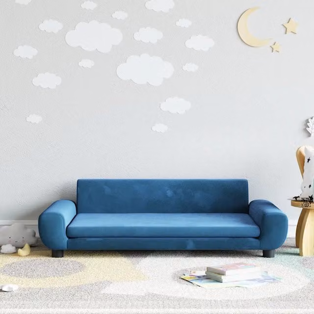 Divanetto per bambini Design Mania in velluto blu L: 100 cm, P: 54 cm, H: 33 cm – 1