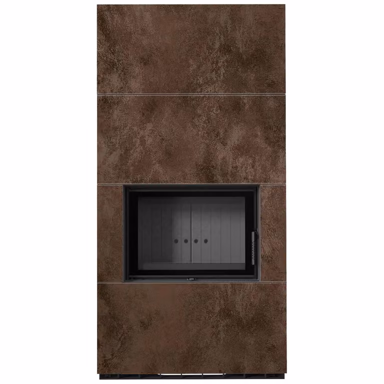 Kit caminetto KRATKI FLOKI BOX 8 kW Ø 160 Sinterizzazione al quarzo OXIDE MORO rivestimento nero