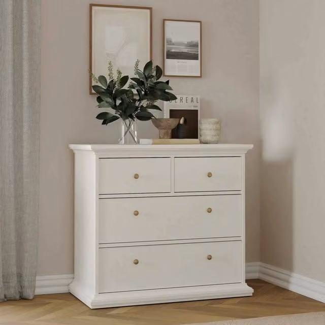 Cassettiera Arika DMORA bianca per camera da letto e soggiorno L 96 cm, P 49 cm, H 87 cm – 1