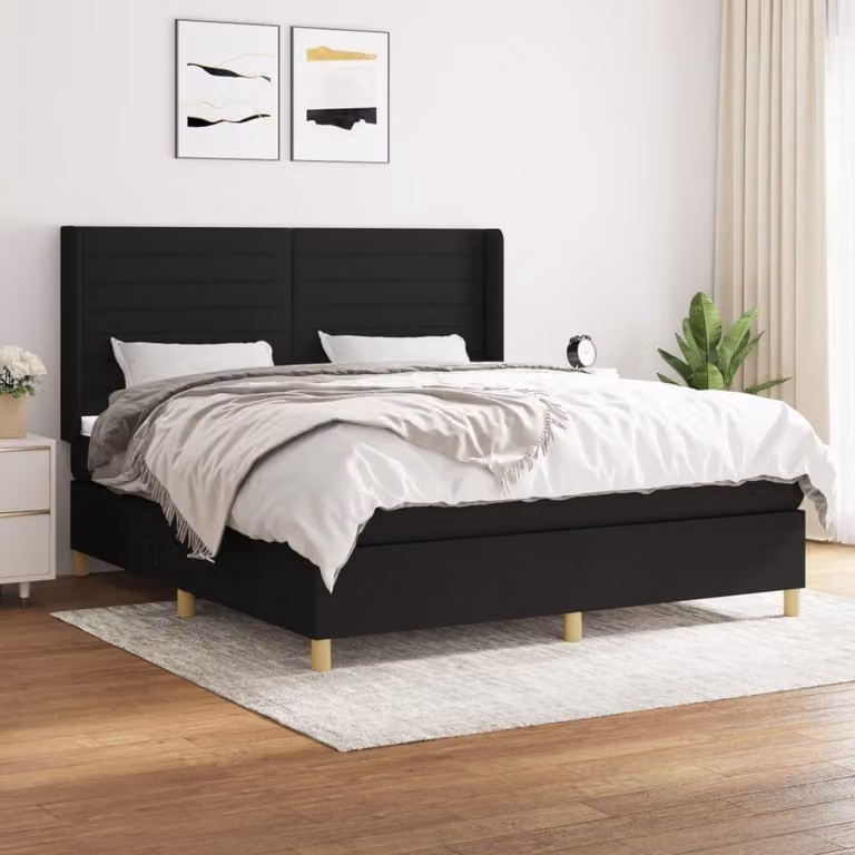 Maison Exclusive - Giroletto a Molle con Materasso Nero 180x200 cm in Tessuto