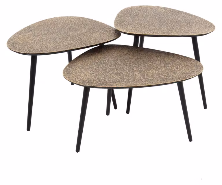 Tavolino FURNLUX oro metallizzato e nero 58 cm (3 pezzi) / Colore principale: oro / Dimensioni: 58 x 43 x 48 cm