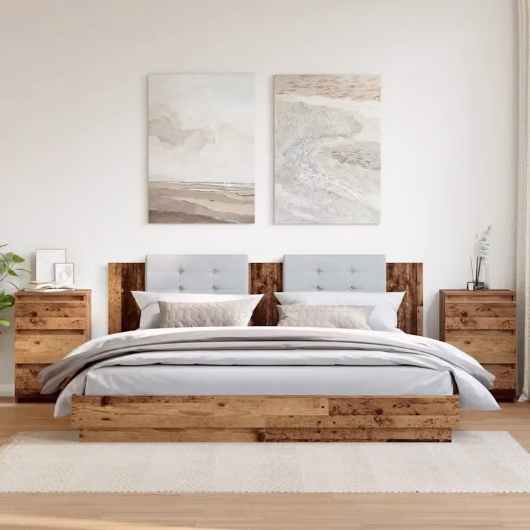 Set di 2 comodini vidaXL in legno multistrato color marrone stile classico L/P/H: 40 x 35 x 62,5 cm