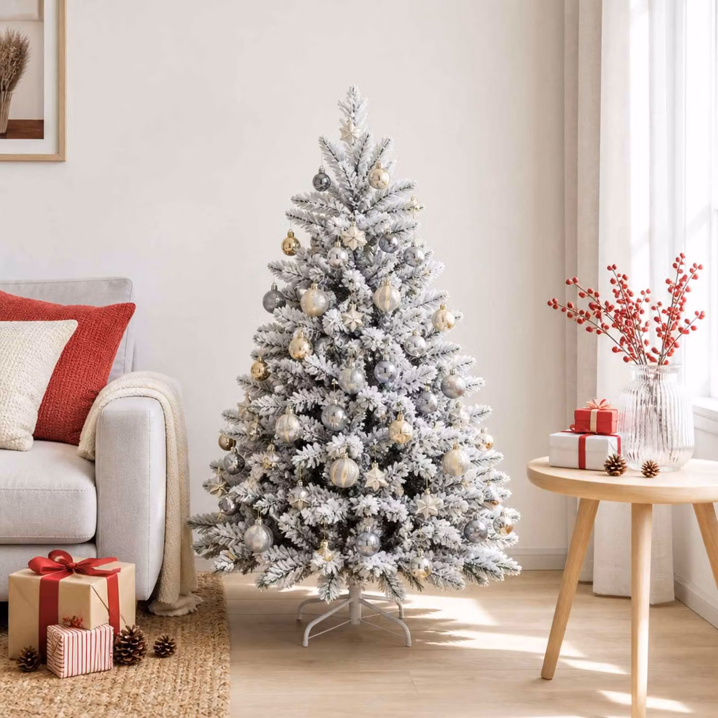 vidaXL Set di Palline di Natale 88 pz Oro e grigio Ø 6 cm Plastica