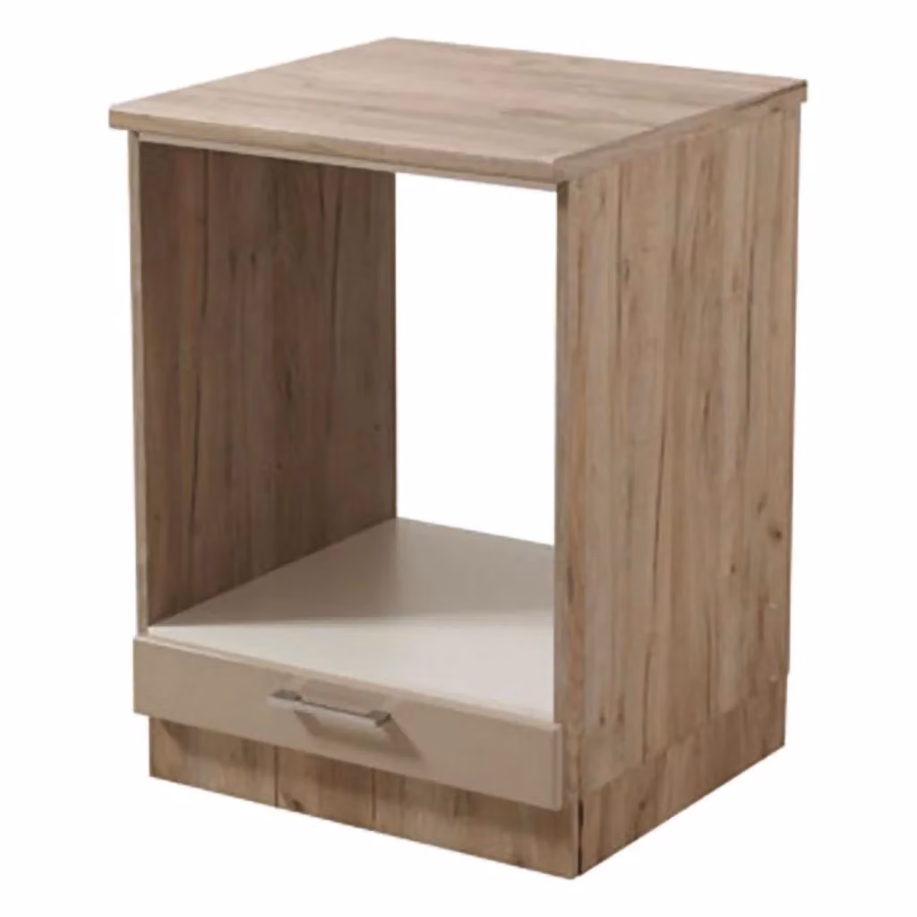 Dispensa da cucina DMORA Volvera con un cassetto e ante scorrevoli, colore Marrone Rovere Nodi, L: 60 cm, P: 57 cm, H: 82 cm