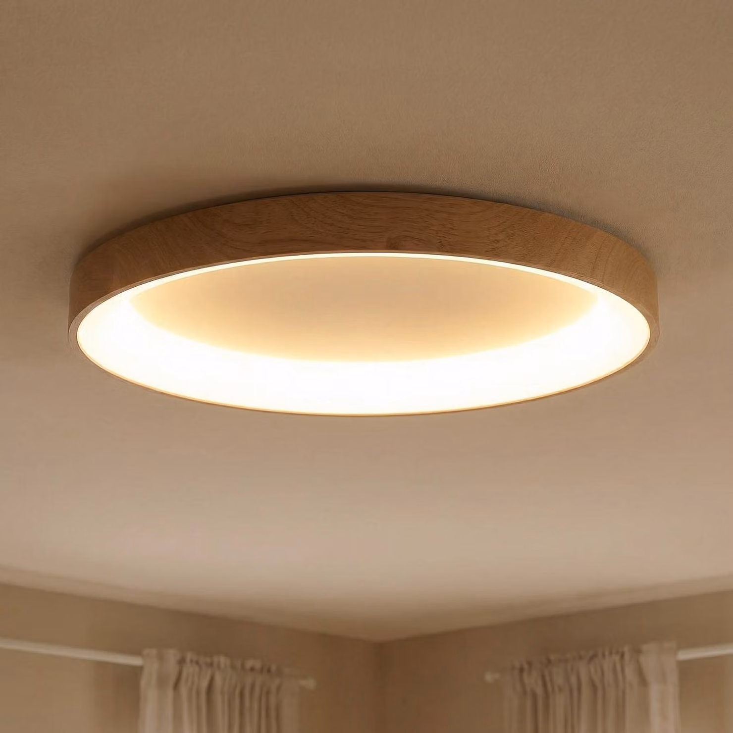 Mantra Iluminación Plafoniera a LED Niseko II, dimmerabile, Legno chiaro, Soggiorno / Sala da pranzo, Alluminio, Moderno, Plafoniera LED