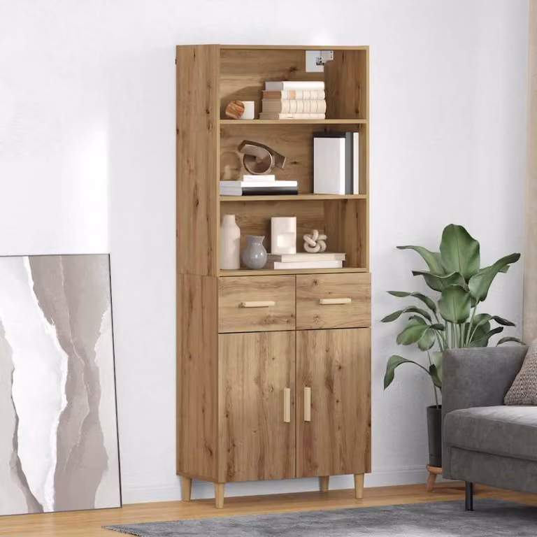 Credenza moderna vidaXL in rovere marrone L: 69,5 cm, P: 34 cm, H: 180 cm