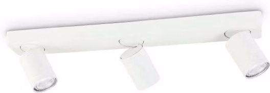 Lampada da soffitto Rudy Pl3 Round Ideal-Lux, colore bianco, in metallo, con attacco GU10