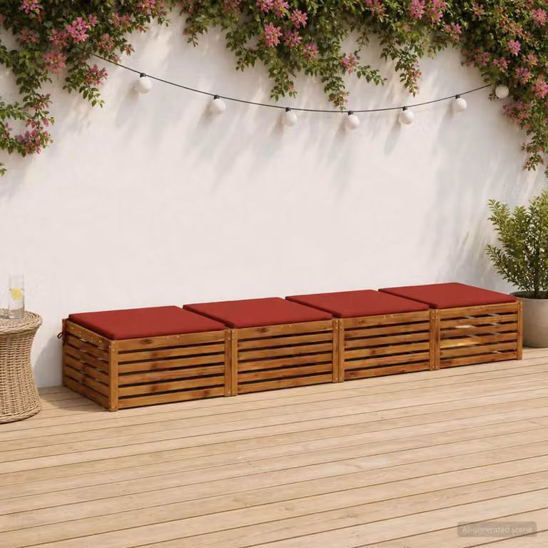 Set di 4 cuscini per sedia vidaXL SOEST in poliestere rosso con rivestimento lavabile e resistente ai raggi UV
