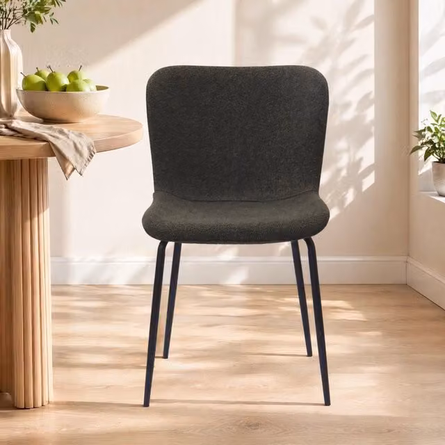 Set di 2 sedie da pranzo moderne MIVRAY in tessuto verde con gambe in metallo e schienale alto arrotondato
