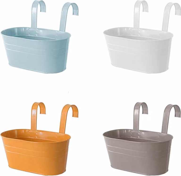 4 vasi per piante sospese in metallo - Ideale per balcone e giardino