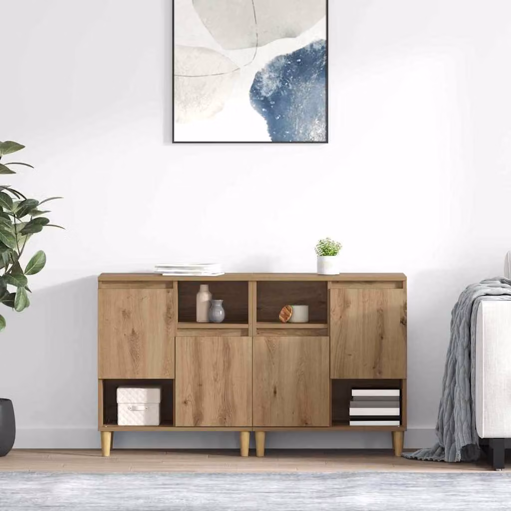 Set di 2 Sideboard vidaXL in Rovere artigianale, Colore Marrone, L 60 cm x P 35 cm x H 70 cm