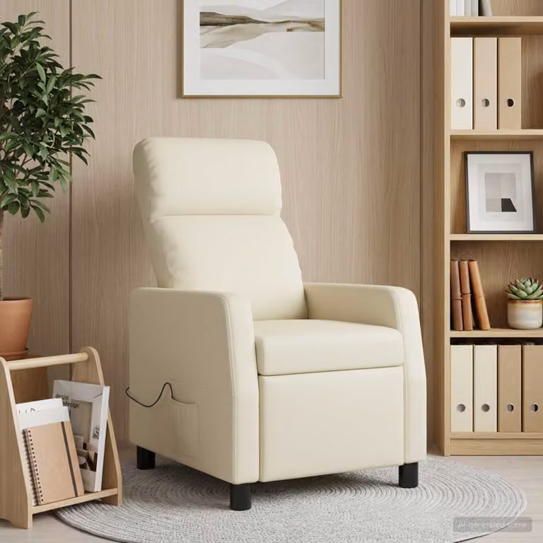 vidaXL Poltrona Relax Recliner in Similpelle Beige con Braccioli