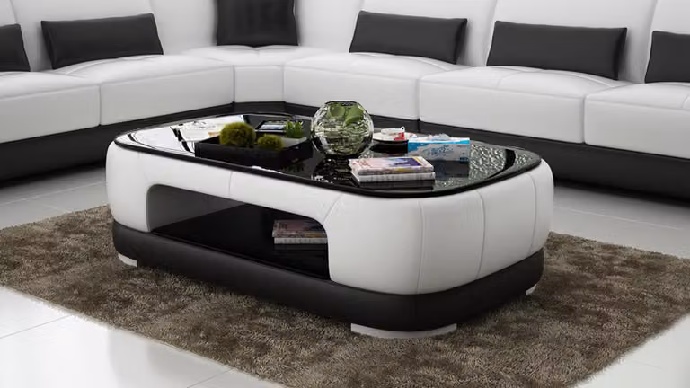 Gepolsterter Couchtisch Tisch Couchtische Glastisch Tische Design Beistelltisch