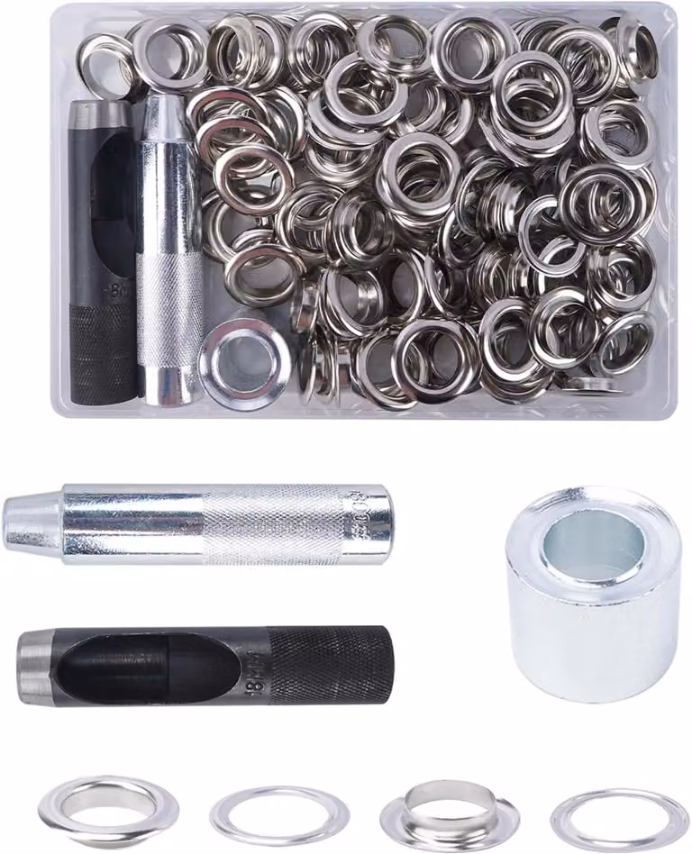 Set di strumenti per occhielli da 18 mm, color argento, 1 pezzo, per uso artigianale