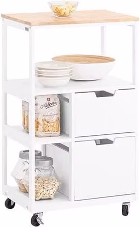 Carrello di Cucina - Trolley di Stoccaggio - Carrello Rotante - Mobilità Facile - 53x89x37cm
