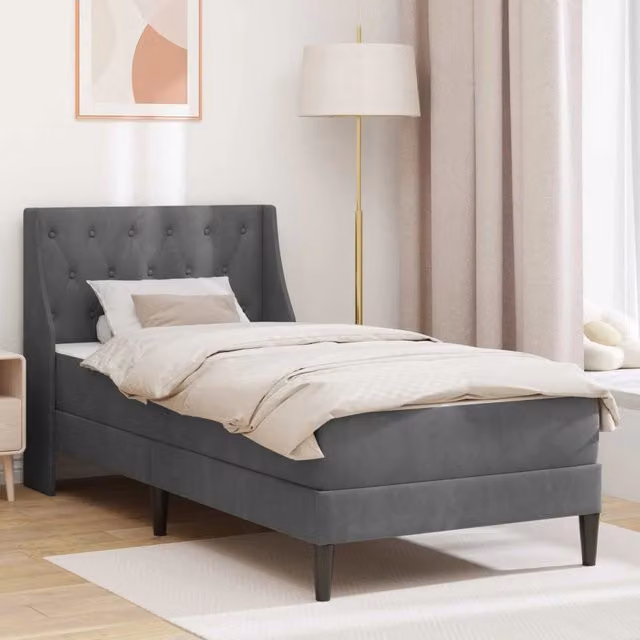 Struttura letto con materasso Grigio Scuro 90 x 200 cm Velluto 3414772