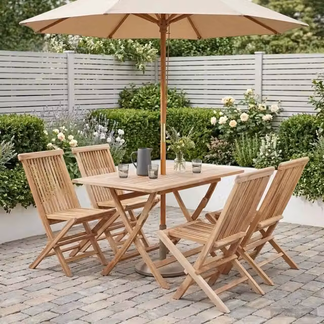 Set di Mobili da Giardino 5 pz Naturale Legno di teak solido 3418858