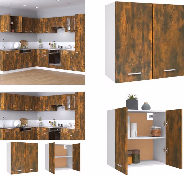 vidaXL Armadio a muro in rovere affumicato 60x31x60 cm Materiale in legno - Armadio a muro - Armadio a muro - Armadio da cucina - Armadio portaoggetti