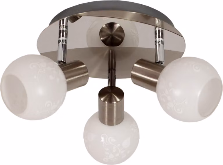 Lampada da soffitto AVILA argento-bianca 3xE14x40W in metallo, dimensioni: 16x36x36 cm, IP20, Candellux