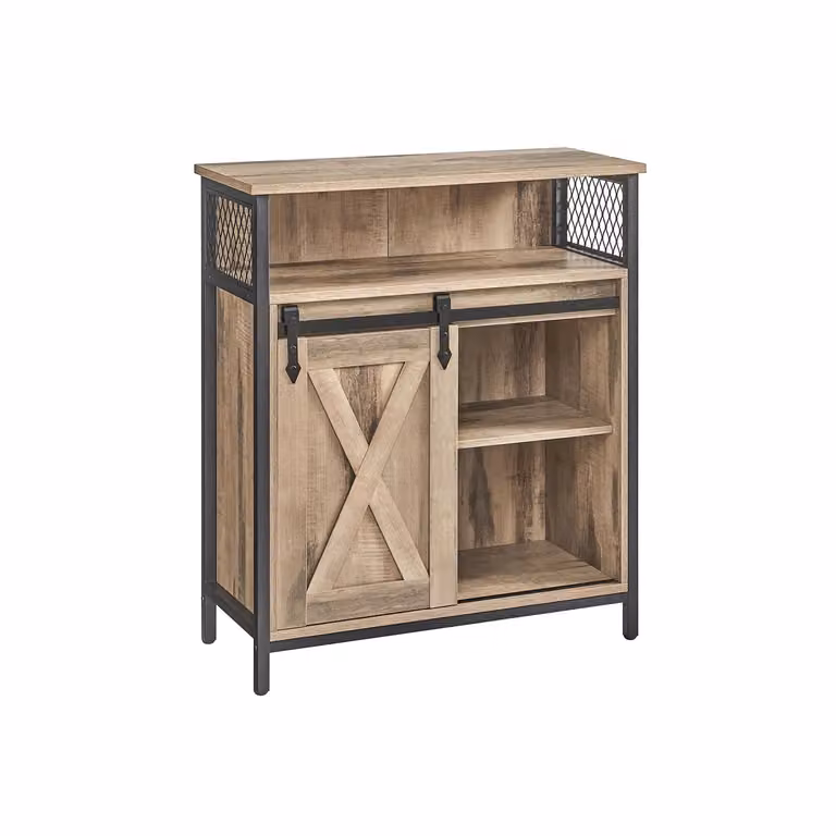 Credenza Mobile da Cucina, Marrone Rovere + Nero