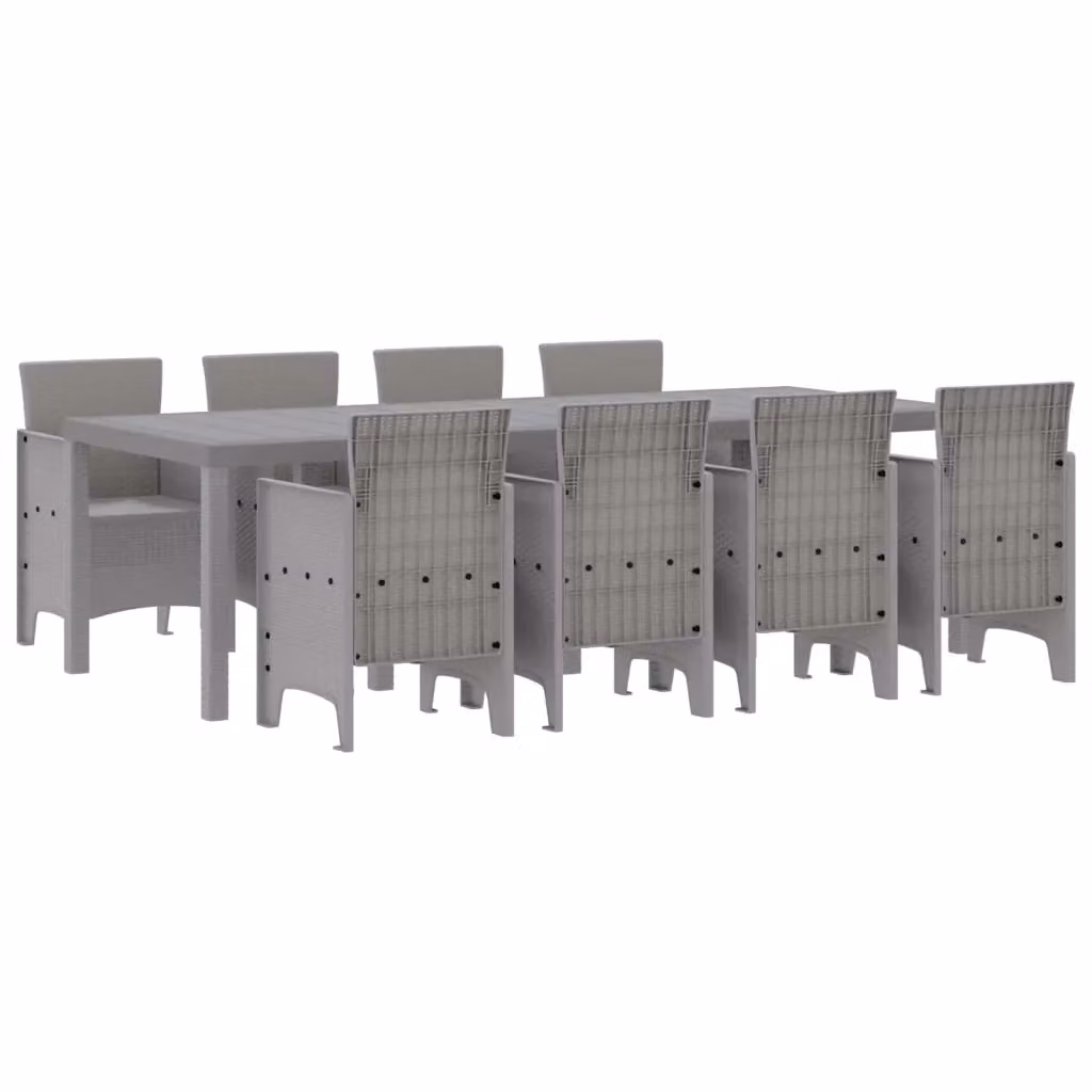 vidaXL Set da Pranzo per Giardino e Terrazzo in Polyrattan Bianco 9 Pezzi – 2