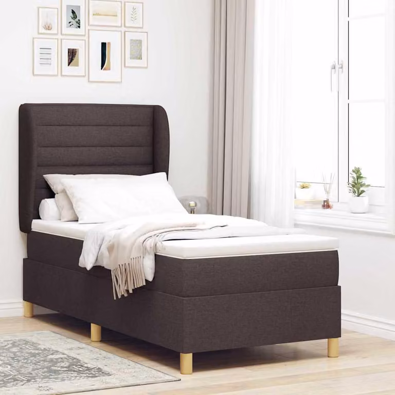 Maison Exclusive - Letto boxspring con materasso, marrone scuro, 200 x 100 cm, tessuto