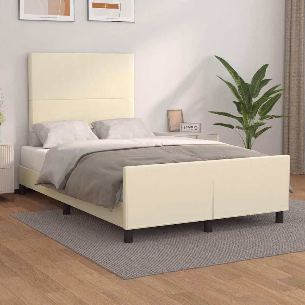 vidaXL Giroletto con Testiera in Similpelle Beige L/P/H: 120 x 200 x 126 cm – 1