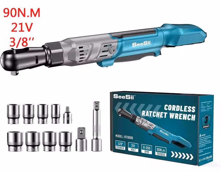 Avvitatore a batteria angolare - Attacco da 9,5 mm - Coppia di 90 Nm - 21 V - Fornito senza batteria - Ideale per riparazioni auto