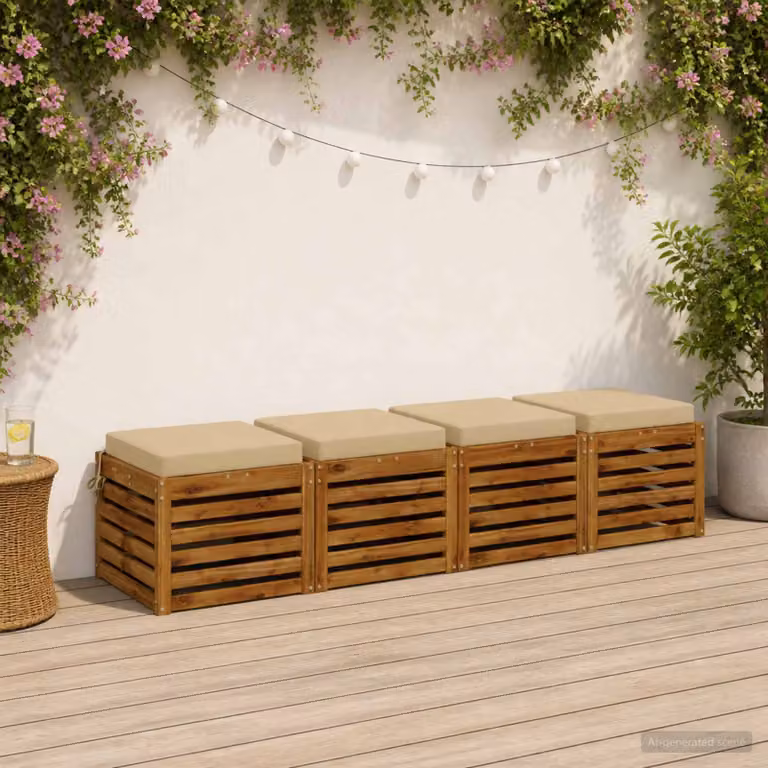 Set di 4 cuscini per sedia vidaXL in poliestere beige con rivestimento lavabile e resistente ai raggi UV