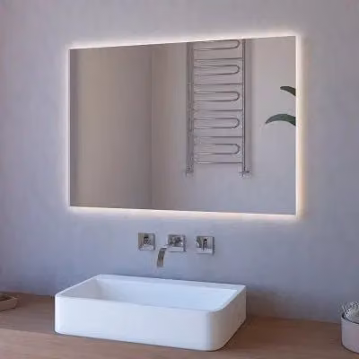 Specchio rettangolare con illuminazione LED perimetrale bianco, L 100 cm x H 70 cm