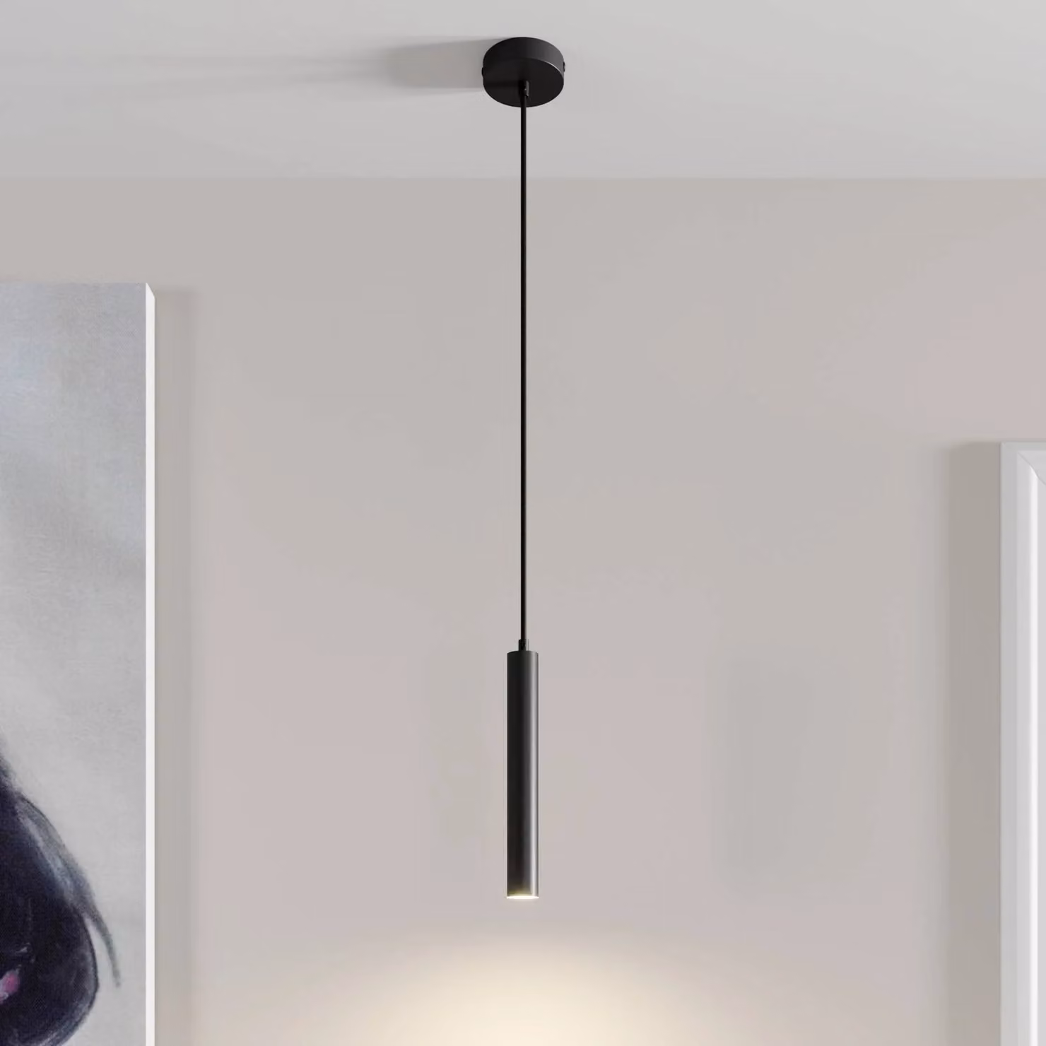 Arcchio Lampada LED a sospensione Franka, 1 luce, Ø 4 cm, nero Franka, Nero, Soggiorno / Sala da pranzo, Alluminio, Moderno