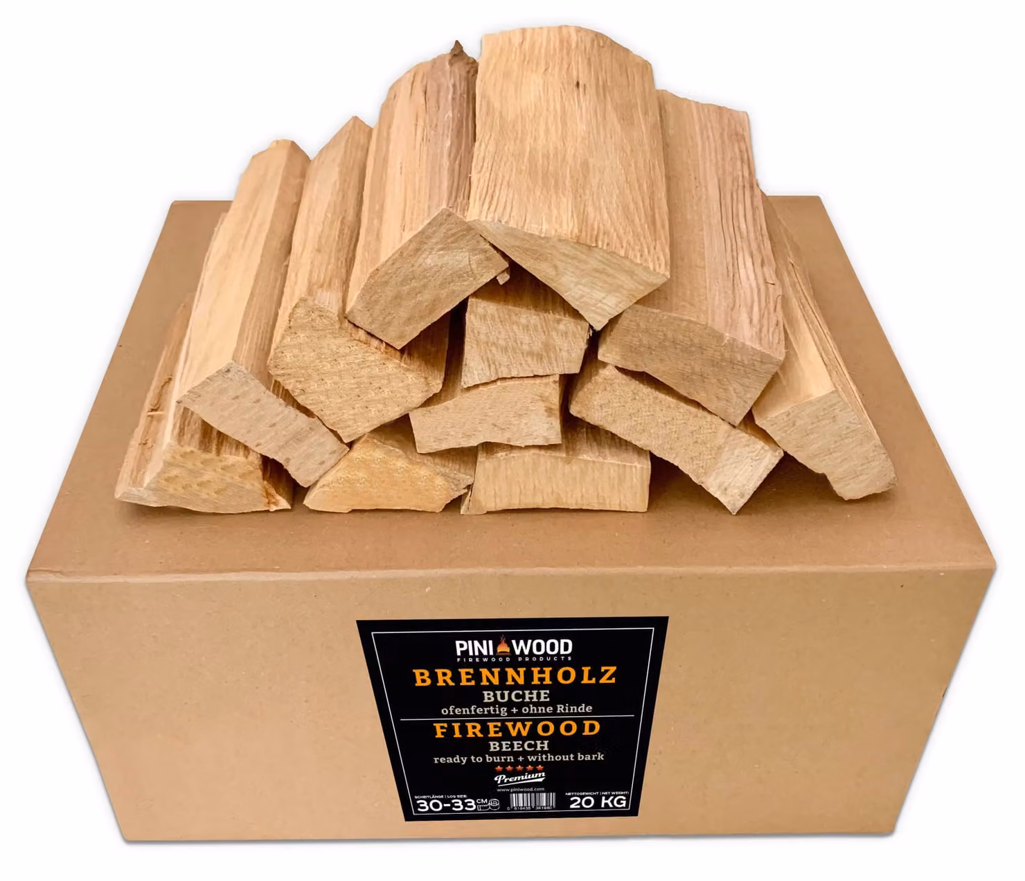 PINI 20 kg legna da barbecue SENZA FAGGIO legna da ardere 30-33 cm per forno pizza barbecue affumicatore camino focolare