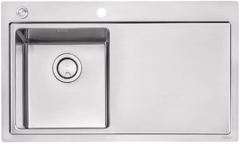 NABER 1014041 CORNO ORA lavello con vasca a sinistra e comando a pulsante / larghezza mobile 45 / acciaio inox